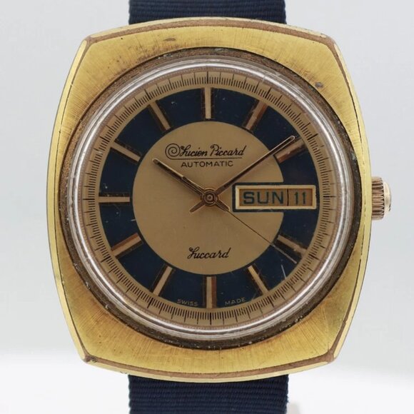 Vintage Lucien Picard Tuxedo Dial Men's Automatic Wristwatch 908 Swiss - Picture 5 of 5